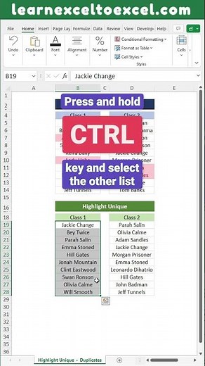 Excel Trick: Compare Lists to Highlight Duplicate / Unique Values with #Excel Conditional Formatting