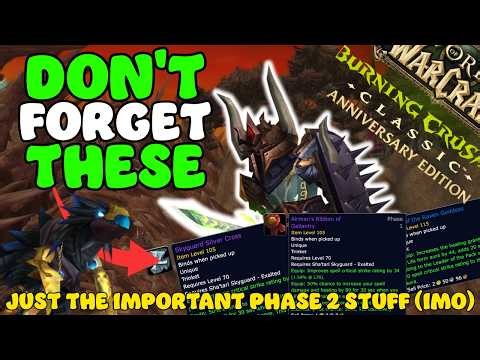 The Important stuff YOU need to know before Phase 2 TBC Classic (imo)