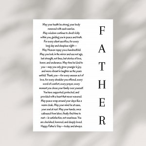 Father’s Day Blessing Card PRINTABLE Instant DIGITAL DOWNLOAD Christian Dad Gift Heartfelt Father’s Day Message for Him - Etsy