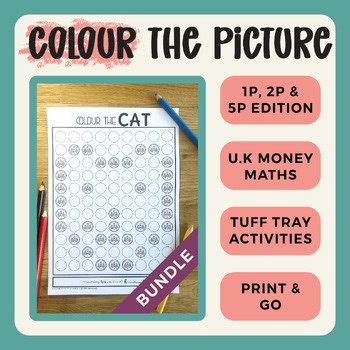 UK Money Maths - Colour the Picture with 1p, 2p & 5p Coins (EYFS & KS1)