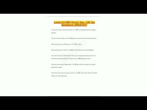 Latest CA DMV Permit Test 100 Top Questions UPDATED1
