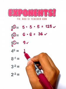 Exponents‼️📝 #basicmath #mathematics #MathTutor #teachergon #math #mathreview #exponents | Ako si Teacher Gon