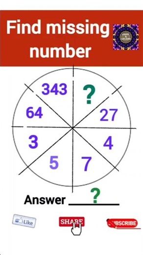 Find missing number challenge 🎯 to your brain 🧠 short Tricks Mathematics