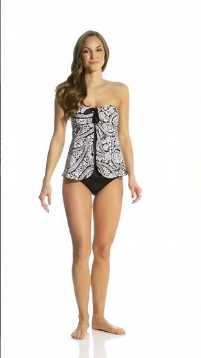 24th & Ocean Tropicana Bandeau Peek-A-Boo Tankini Top | SwimOutlet.com