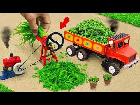 Diy diorama making mini grass chopping machine science project @sancreator1