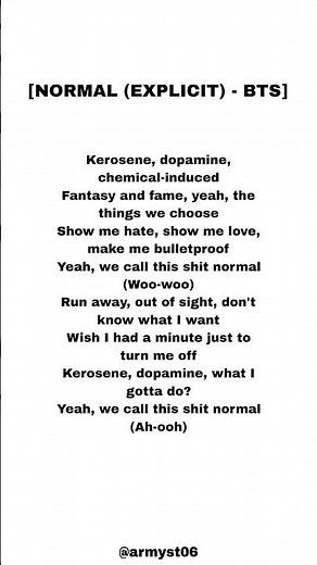 Bts - Normal (explicit version) lyrics