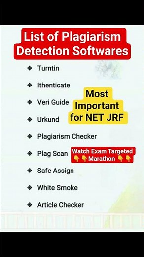 List of Plagiarism Detection Softwares Research Aptitude #ugcnet #ugcnetpaper1 #shorts #ugcnet2025