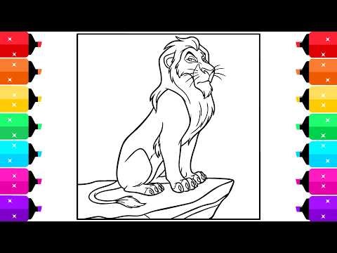The Lion King Coloring Pages for Kids | How to Color Scar