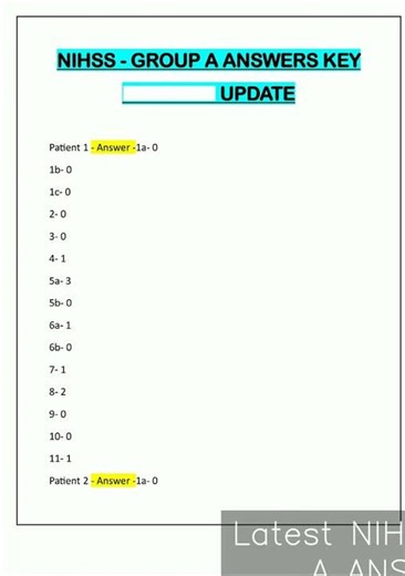 Latest NIHSS GROUP A ANSWERS KEY UPDATE video