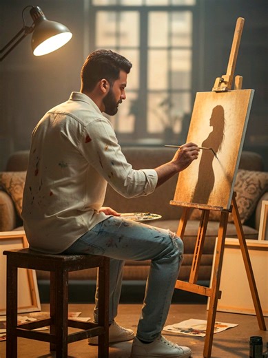 Hyper-Realistic Cinematic Photo of a Young Male Artist