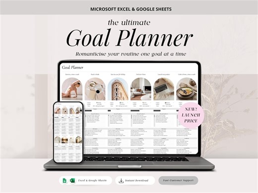 Goal Planner Spreadsheet Google Sheets Digital New Year Resolution Excel Template 2026 Goal Tracker Yearly Monthly Smart Goals Vision Board - Etsy