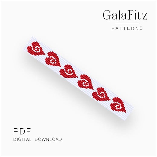 Red Hearts Loom Bracelet Pattern PDF, Romantic Beaded Cuff Design, Valentine Jewelry Digital Download - Etsy Australia