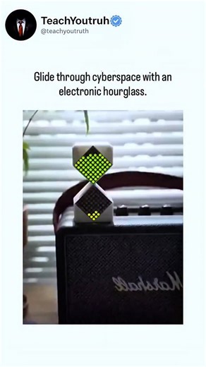 teachyoutruth | The post features a 13-second video of a white LED hourglass gadget displaying green pixelated "sand" flowing between bulbs, placed on a... | Instagram
