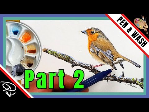 INK and WASH Watercolour Tutorial - Robin (Part 2)