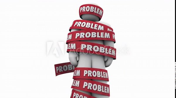 Problem Person Wrapped Caught Trapped Red Tape Problem Issue 3d Animation