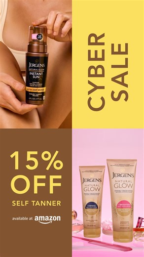 Your glow goals? 15% closer ☀️ For a flawless tan in minutes or a gradual sun-kissed finish, shop your self-tanning must-haves for 15% OFF during Amazon’s Cyber sale! Don’t wait, besties! Stock up on @amazon now 🛒 | Jergens US