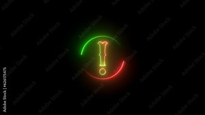 Glowing exclamation mark symbol icon animation . circle rotation exclamation sign .