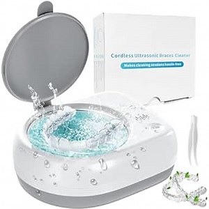 Ultrasonic Retainer Cleaner, Rechargeable Cordless Retainer Cleaner Machine with 50kHz, 2000mAh Battery Portable Charge Once Use 8 Times, Dental Cleaning Pod for Clear Retainer, Traval Use (80ml)