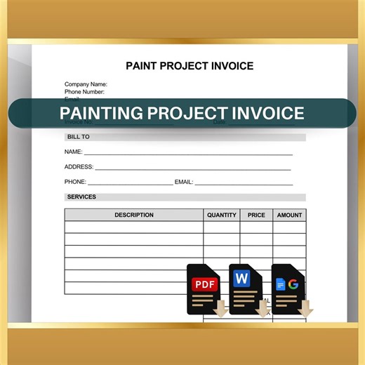 Paint Project Invoice Template: Painter Contractor Billing (printable PDF, Editable Word, Google Docs) - Etsy
