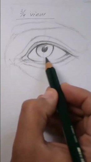 drawing eye with pencil | three quarter view