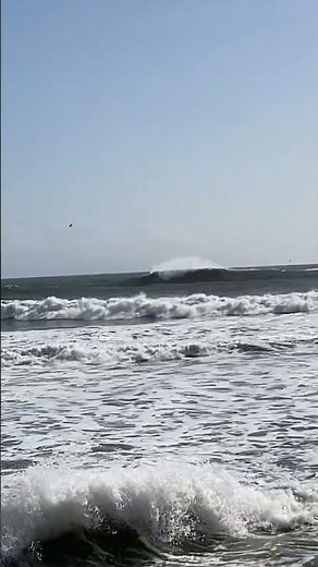 Surfer catches gigantic frothing wave at Steamer Lane in Santa Cruz, California #Surfing
