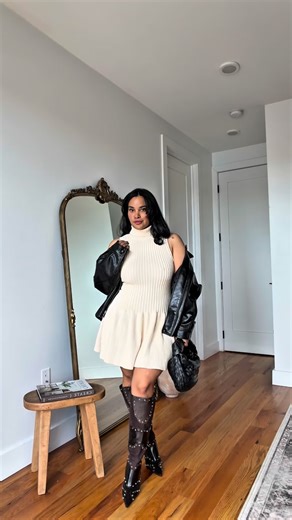 Denise Mercedes on Instagram: "January looks I’m loving ❤️ Look 1 : @asos Look 2: Dress @nuuly boots @stevemadden Look 3: Top asos , jeans @madewell jacket @uniqlousa #"