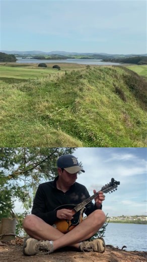 playing mandolin outdoors in Donegal, Ireland