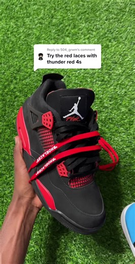 Lace Swapping My Red Thunder 4s! Jordan Sneakers Transformation