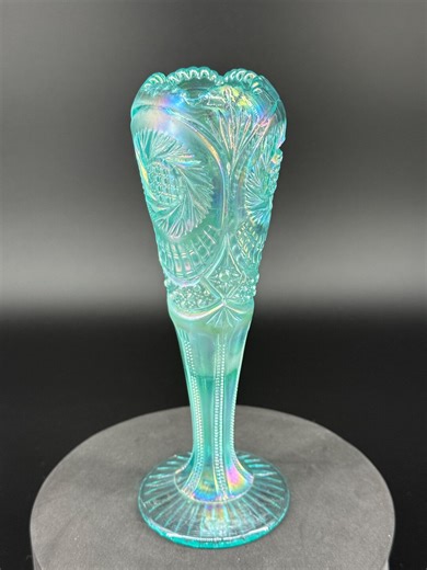 Fenton Art Glass | Aqua-colored Tall Narrow Vase | Vintage Carnival Glass - Etsy
