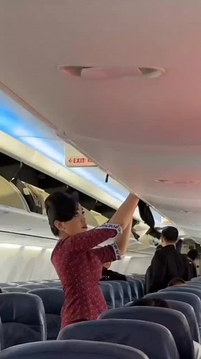 Airplane Safety Demonstration by Flight Attendant