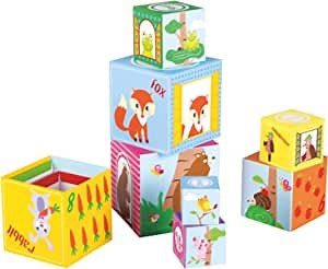 Fat Brain Toys Woodland Friends Stacking Cubes - Fine Motor & Number Learning, 12 mos+