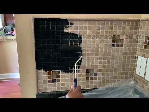 Painting Tile Backsplash Black | HOME RENOVATION#3