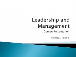 Leadership and Management - SlideServe