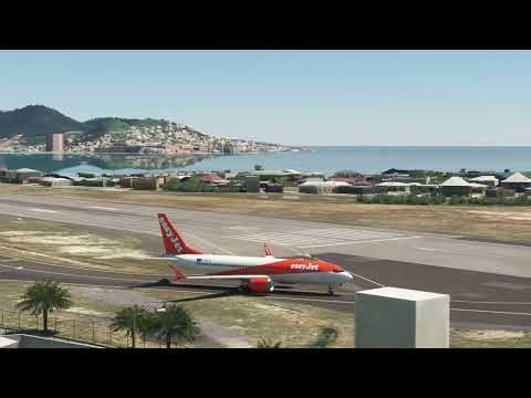 Beautiful Sunny Takeoff! EasyJet Boeing 737 MAX Departing from Princess Juliana Airport