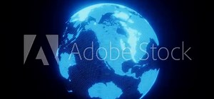 Abstract Digital Futuristic global planet Earth world map Hologram HUD Sci-fi on dark background 3D rendering