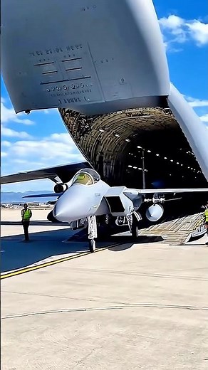 F-15 Unloading From Giant USAF Cargo Jet