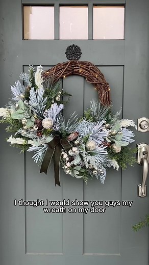 This is how I add lights to my front door wreath. I use battery operated string lights on a silver wire that have a timer. They are $5 at target. I just wrapped and weaved through the wreath. The battery pack is wired behind the foliage. ❄️ Need a winter wreath? Check out my shop ⬇️ ❄️ WreathsMadeByKatie.Etsy.Com ❄️ #christmaslights #fairylights #frontdoordecor #wreathsfordoor #christmaswreath #wreathsmadebykatie