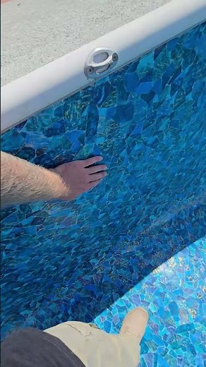 New Pool Liner in Beachglass design before and after.