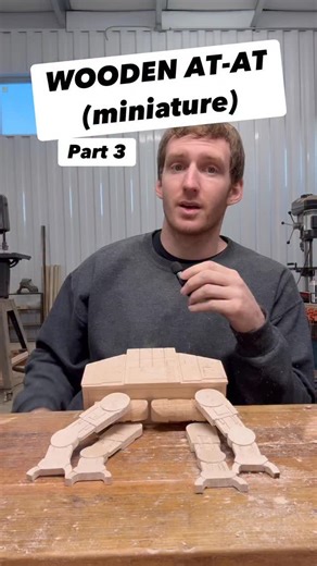 Jake Wexler on Instagram: "Exciting? No… Progress? YES! We’re chugging along pretty good here. And I know I keep saying “miniature” but this this is still going to be around 10-12” tall including the base, I think. So definitely not tiny! . #atat #starwars #starwarsart #starwarsfan #woodworking #woodcarving #woodturning #wooddesign #woodworker #scifi #sciencefiction #woodart"