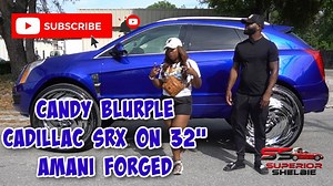 Candy blurple Cadillac SRX on 32” Amani Forged/ Superior Shelbie