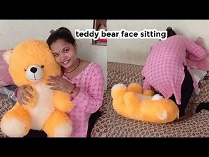 teddybear face sitting challenge in Public demand #teddy #teddybear