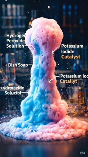 Elephant toothpaste reaction #chemistry #chemicalreaction #chemistrypage #chemistryexperiment
