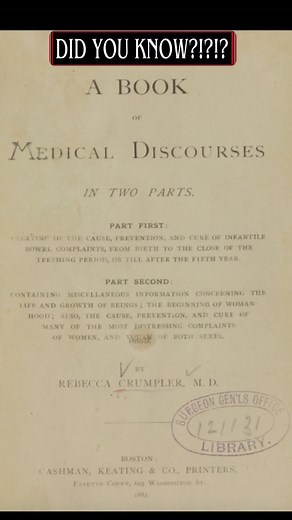 Today in Black Women History Dr. Rebecca Lee Crumpler, the first African American woman to earn an M.D. in the United States, broke barriers in medicine and dedicated her life to caring for the underserved. Her legacy as a physician, author, and pioneer continues to inspire. #storytime #skit #foryou #foryoupage #tiktok #xzyabc | Black Woman's History