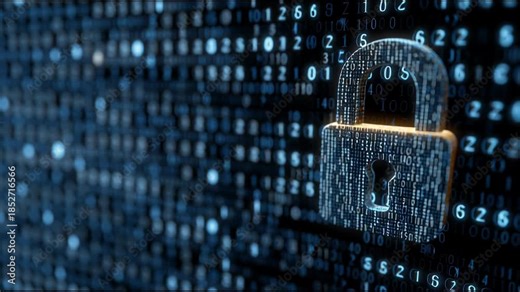 Explore Data Security Concepts Through Visual Animations Showing Locks and Binary Codes Representing Information Protection and Privacy Measures in a Digital Space