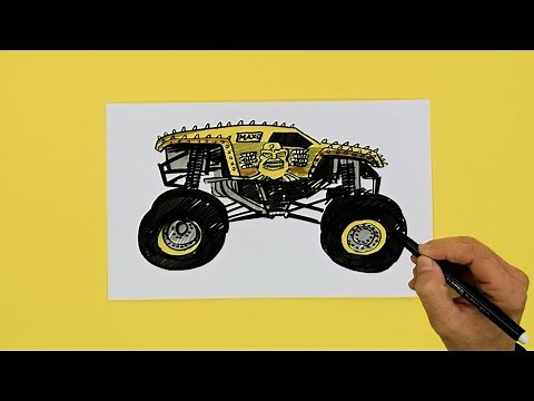 How to draw Maximum Destruction (Max-D) Monster Truck (Monster Jam)