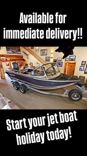 This 18′ Sport was heading for one of our dealers before plans changed. Now, in our show room and ready to ship or roll home with you today! Yamaha F200XB jet, 50 gallon fuel tank, EZ-Loader dual axel trailer, great boat! The Wooldridge Sport is a jet boat designed for outdoor folks who want to get at the shallows and still be able to chase fish into deeper waters. It’s has a “V” bow to break up a surface chop and smooth the ride. And, of course, there’s a 10 degree dead-rise through the plannin