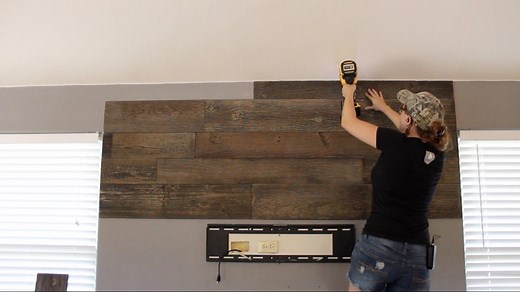 DIY Wood Wall and Floating Shelves for Home