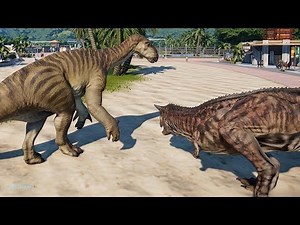 2 Iguanodon & 2 Carnotaurus Breakout & Fight! Jurassic World Evolution (4K 60FPS)