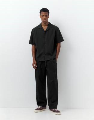 Pull&Bear  linen blend set in black | ASOS