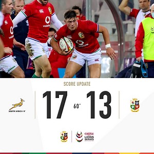 🚨 SCORE UPDATE 🚨 It remains an extremely tight game with 20 minutes remaining. We currently trail by four points with the scores at 17 - 13. #LionsRugby #CastleLionsSeries #LionsSA2021 | Official Lions Rugby